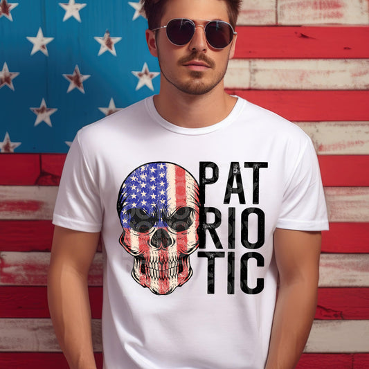 Patriotic Skull #3311 - Ready to Press DTF Transfer Full Color