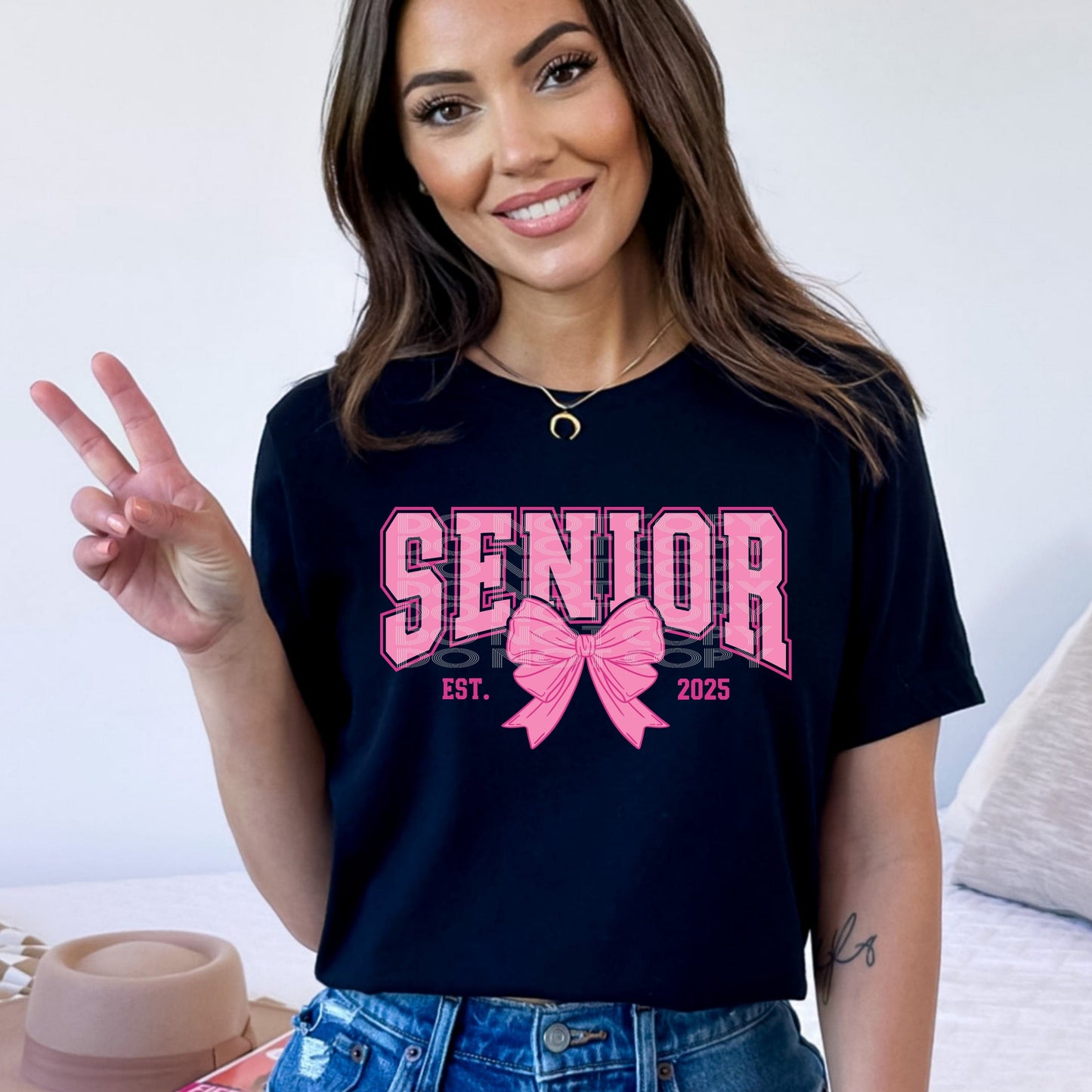 Pink Senior W/ Bow #4066 - Ready to Press DTF Transfer Full Color