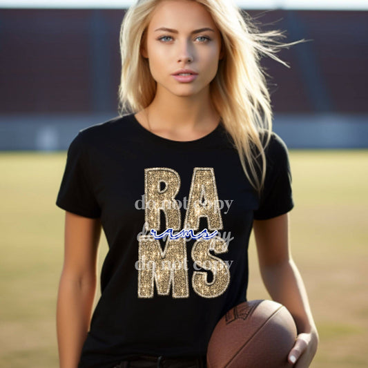 Rams Gold Sequins - Ready to Press DTF Transfer Full Color