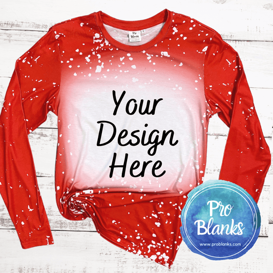 Red Faux Bleach Long Sleeve Mock-Up Digital Download