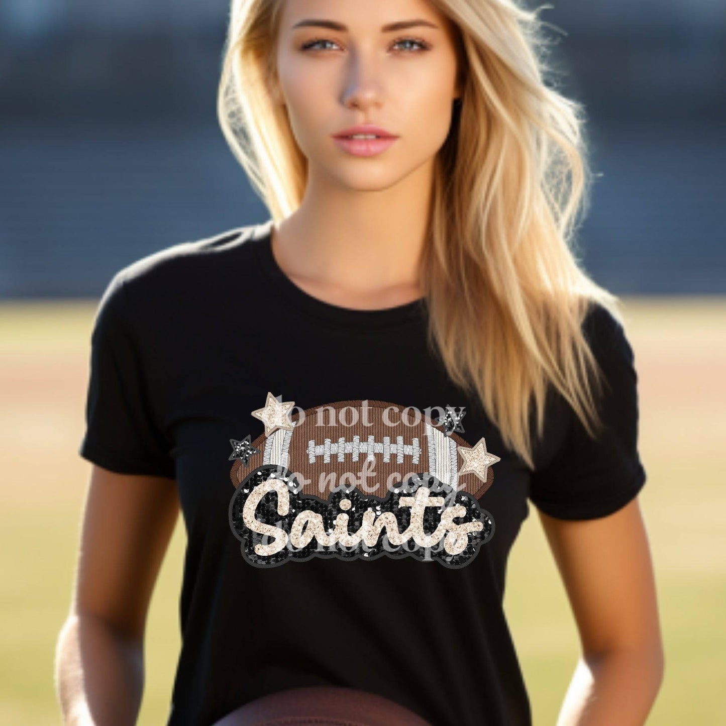 Saints Sequins & Embroidered - Ready to Press DTF Transfer Full Color