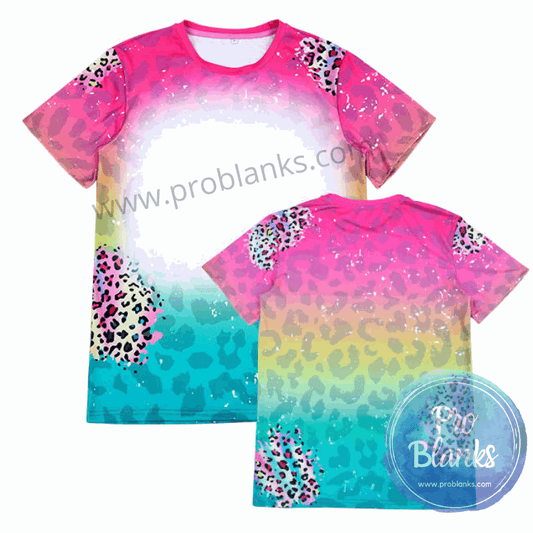 *SALE* RTS- ADULT - Rainbow Leopard - Faux Bleached 100% Polyester T-shirts