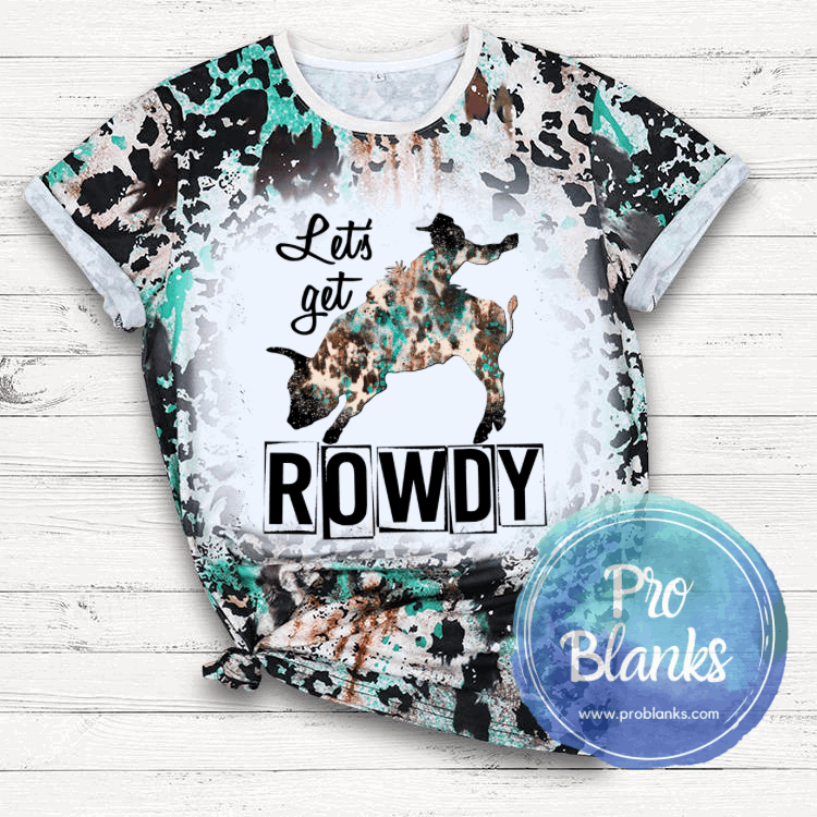 *SALE* RTS - ADULT - Turquoise Rodeo- Faux Bleached 100% Polyester T-shirts