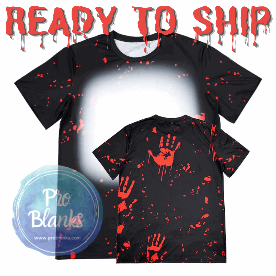 *SALE* RTS - Black Bloody Hands- Faux Bleached 100% Polyester T-shirts