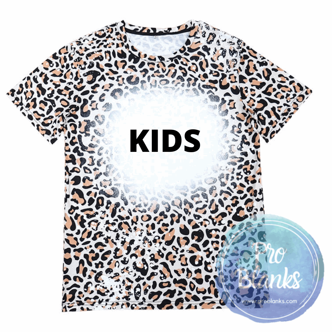 *SALE* RTS- YOUTH - Leopard - Faux Bleached 100% Polyester T-Shirts