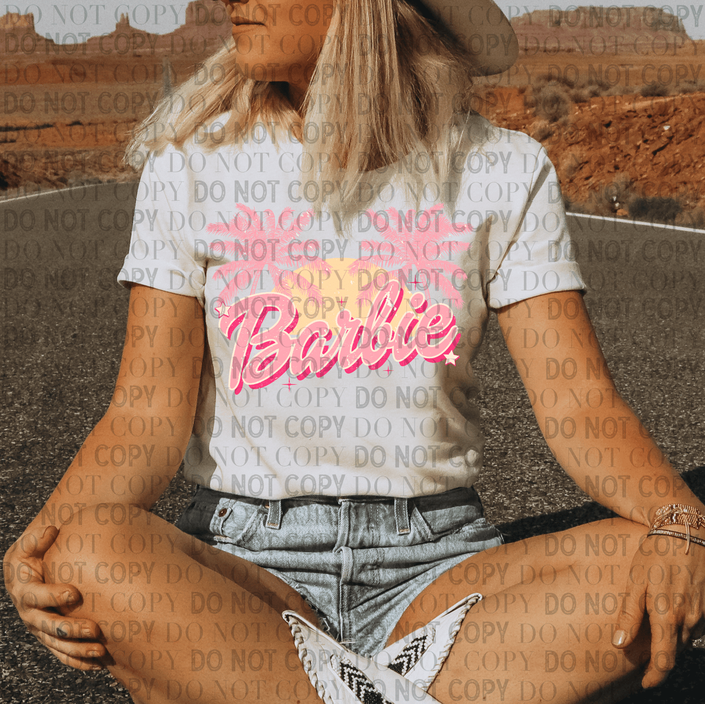 Sunset Barbie- Ready to Press DTF Transfer Full Color