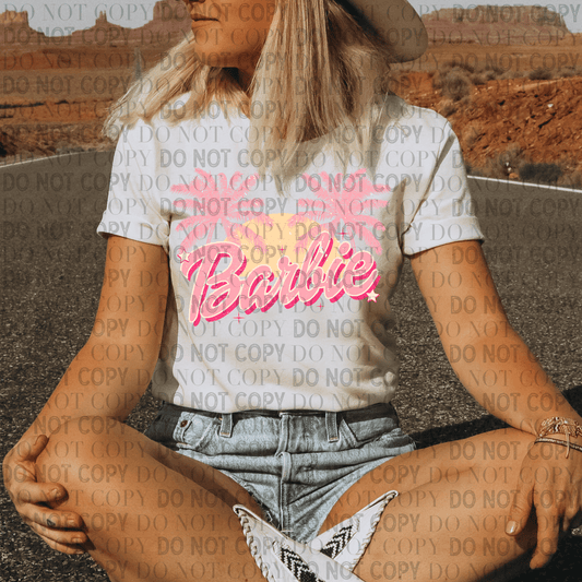 Sunset Barbie- Ready to Press DTF Transfer Full Color