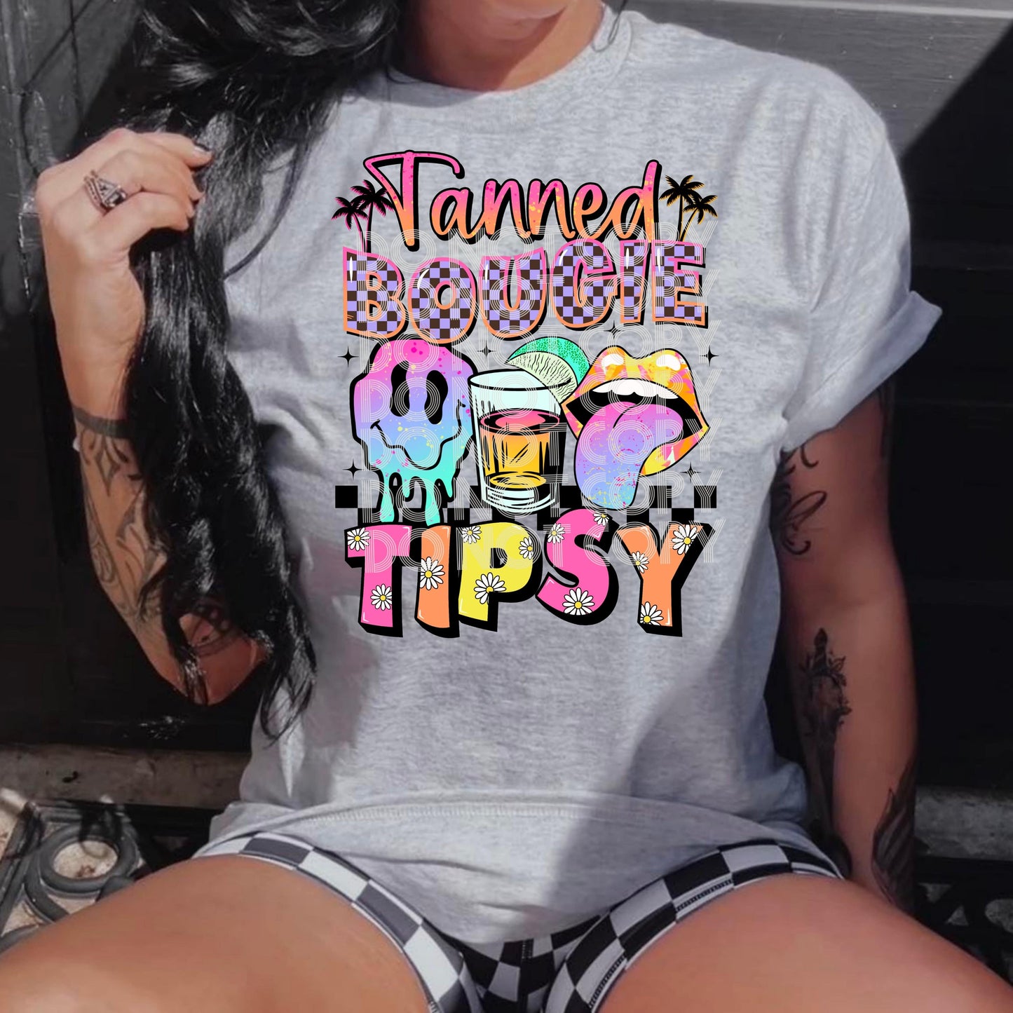 Tanned Bougie Tipsy #3347 - Ready to Press DTF Transfer Full Color