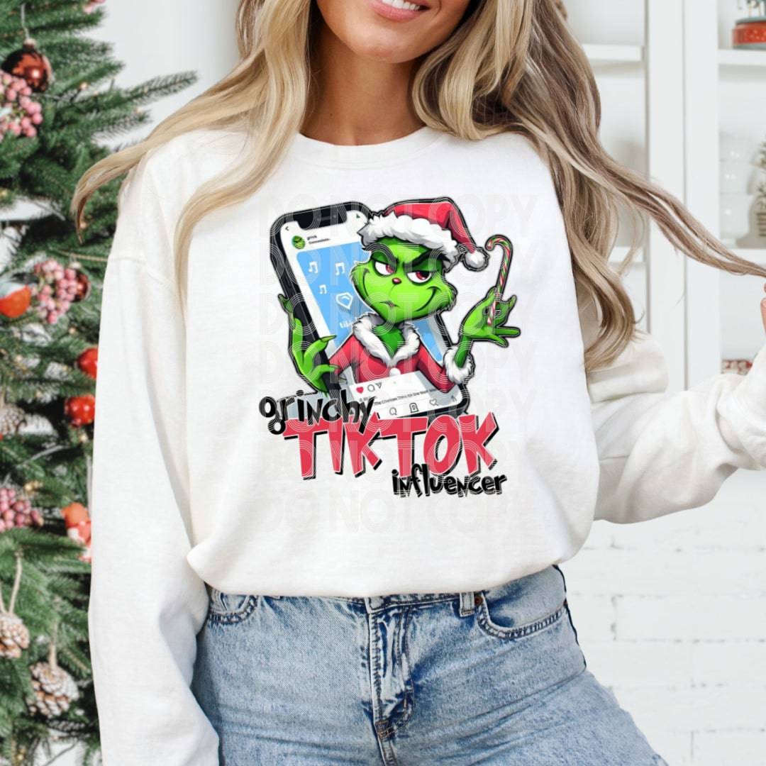 Tiktok Influencer Grinch #1201 - Ready to Press DTF Transfer Full Color