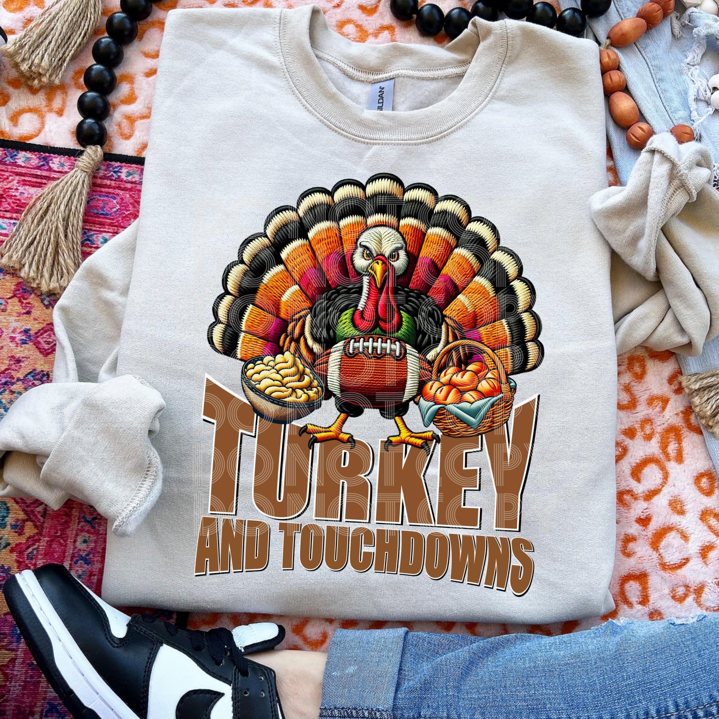 Turkey & Touchdowns #4018 - Ready to Press DTF Transfer Full Color