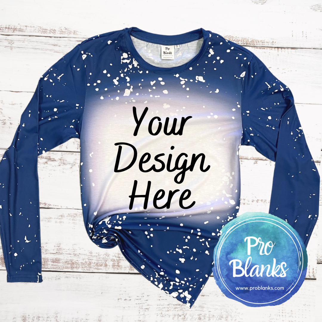 Navy Faux Bleach Long Sleeve Mock-Up Digital Download - Pro Blanks